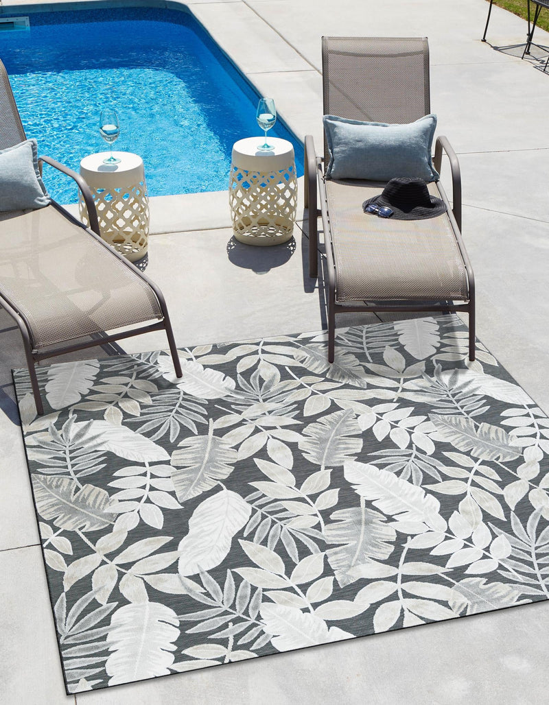 Seaside Blooms Collection Area Rug -  Serene Square Black  lifestyle 77