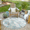 Seaside Blooms Collection Area Rug -  Serene Round Light Blue  lifestyle 119