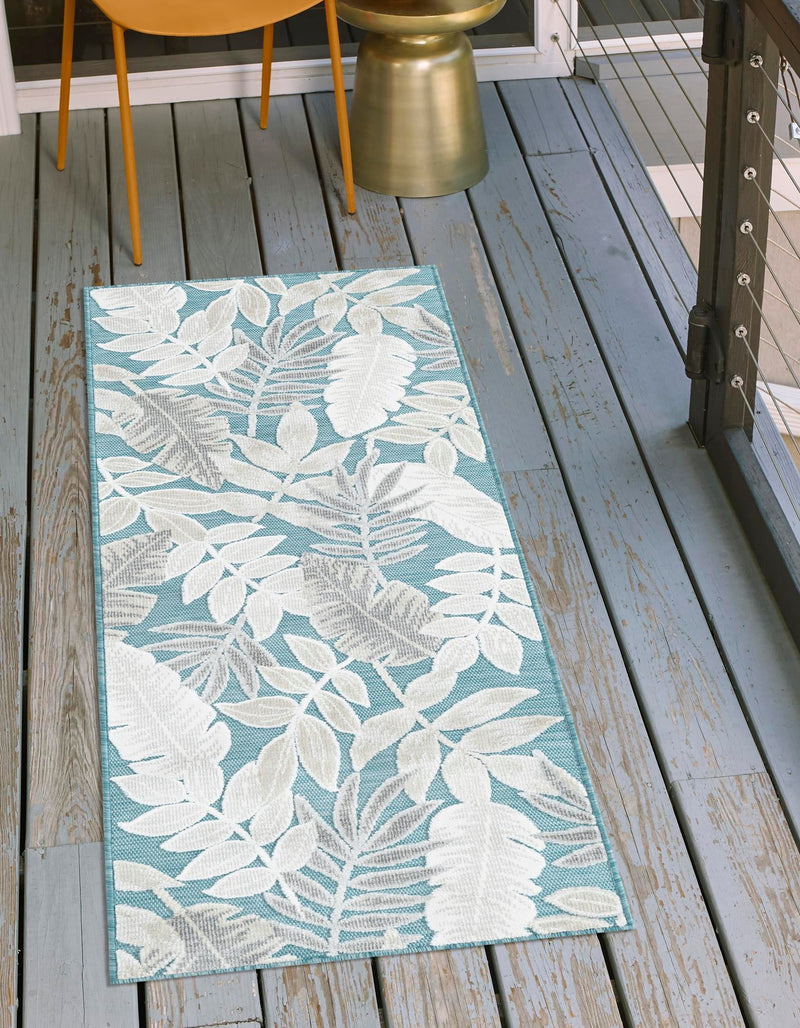 Seaside Blooms Collection Area Rug -  Serene Runner Light Blue  lifestyle 79