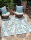 Seaside Blooms Collection Area Rug -  Serene Square Light Blue  lifestyle 80