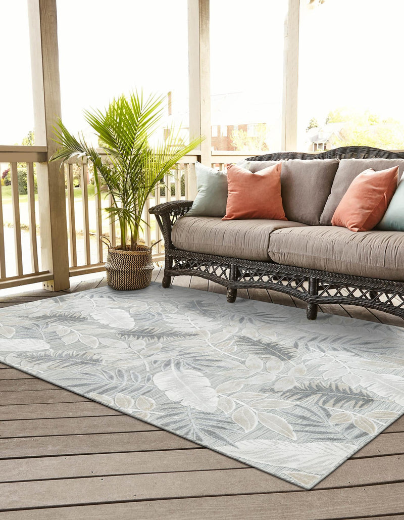 Seaside Blooms Collection Area Rug -  Serene Rectangle Gray  lifestyle 11