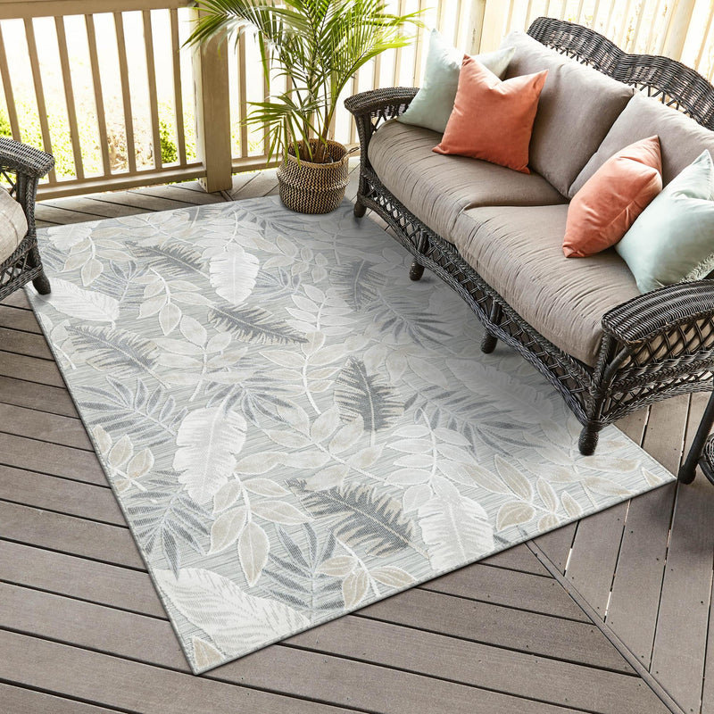 Seaside Blooms Collection Area Rug -  Serene Rectangle Gray  lifestyle 66