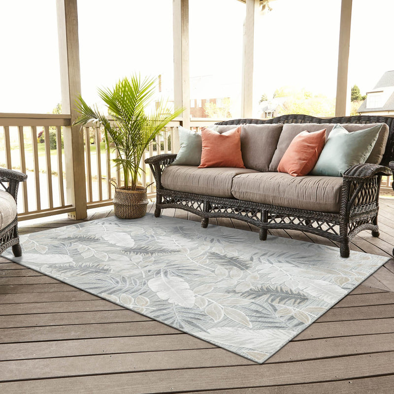 Seaside Blooms Collection Area Rug -  Serene Rectangle Gray  lifestyle 71