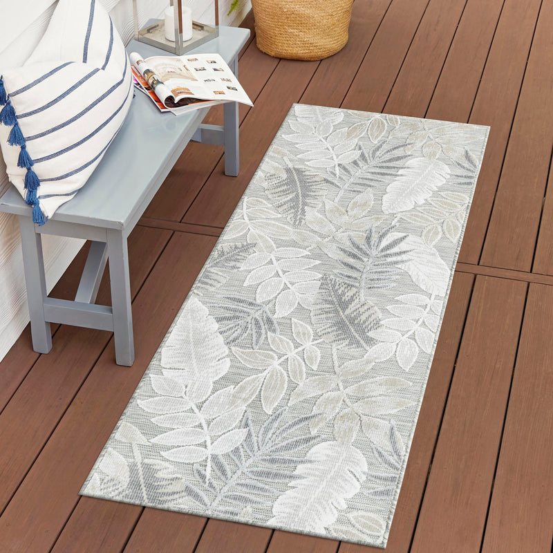 Seaside Blooms Collection Area Rug -  Serene Runner Gray  lifestyle 123