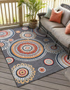 Seaside Blooms Collection Area Rug -  Eden Rectangle Black  lifestyle 2