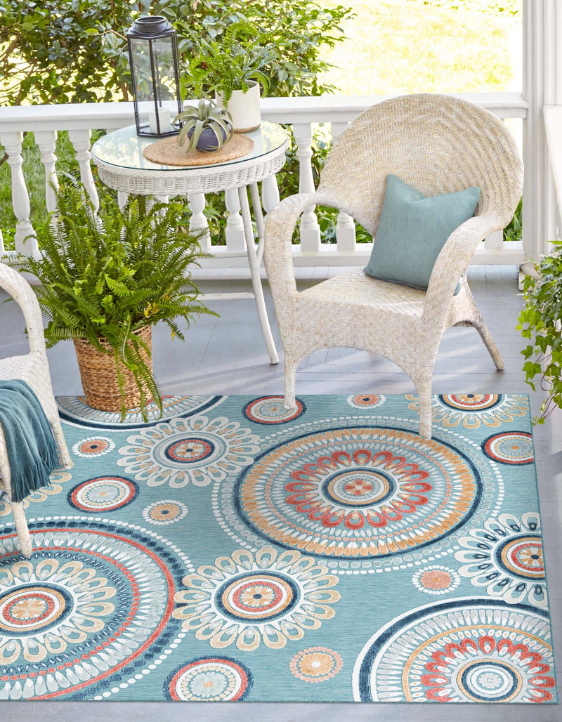 Seaside Blooms Collection Area Rug -  Eden Square Light Blue  lifestyle 61