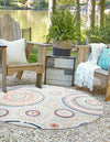 Seaside Blooms Collection Area Rug -  Eden Round Gray  lifestyle 72