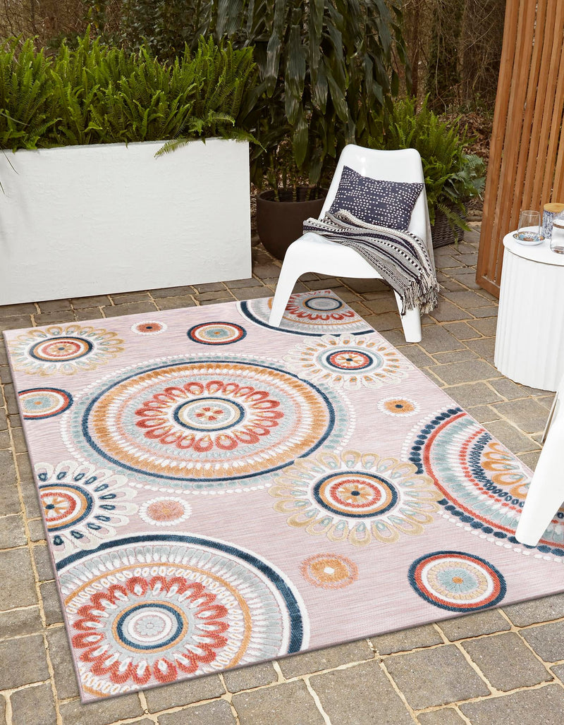 Seaside Blooms Collection Area Rug -  Eden Rectangle Pink  lifestyle 5