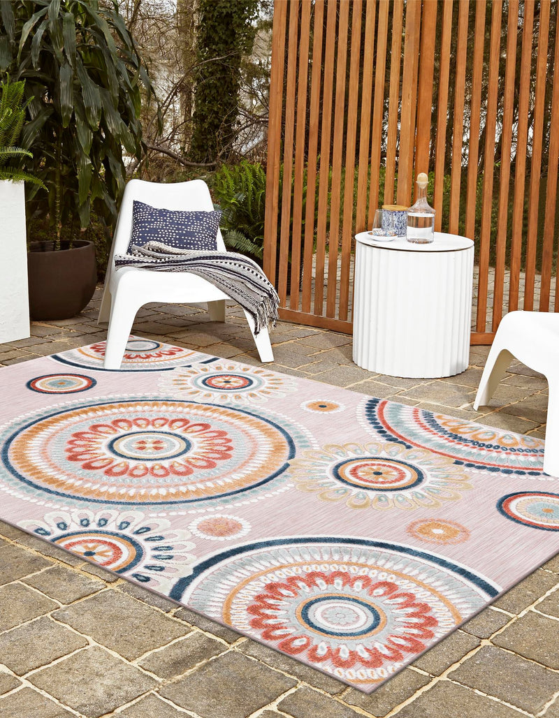 Seaside Blooms Collection Area Rug -  Eden Rectangle Pink  lifestyle 9