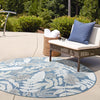 Seaside Blooms Collection Area Rug -  Serene Round Navy Blue  lifestyle 140