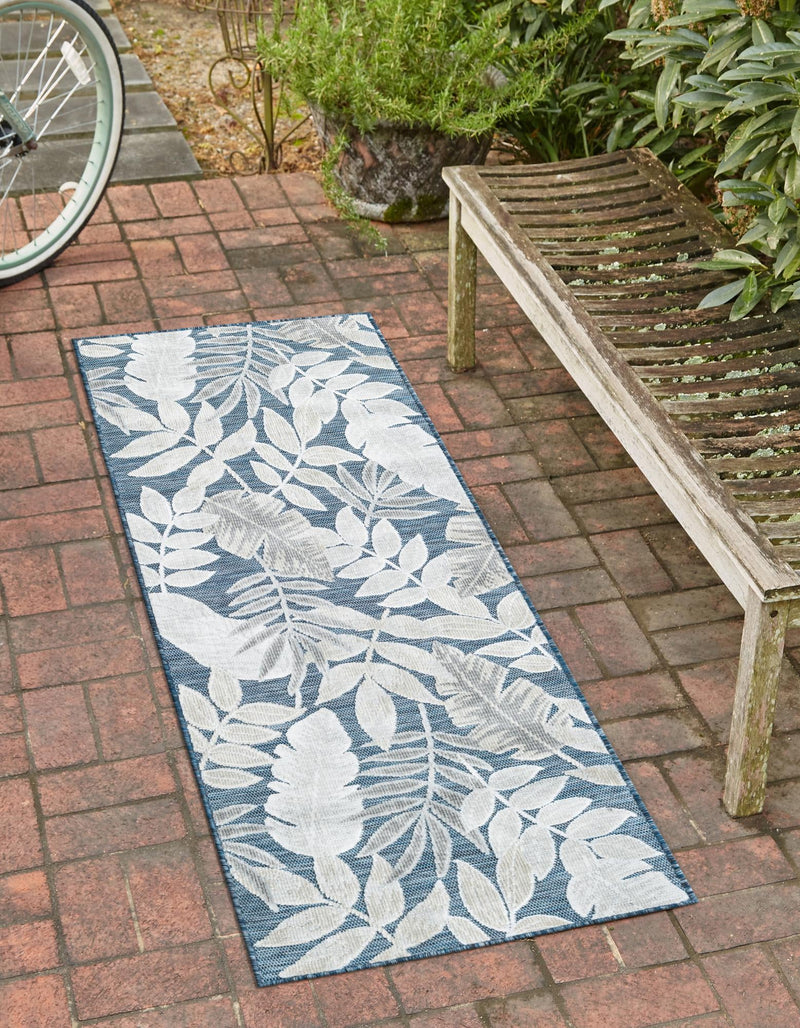 Seaside Blooms Collection Area Rug -  Serene Runner Navy Blue  lifestyle 85