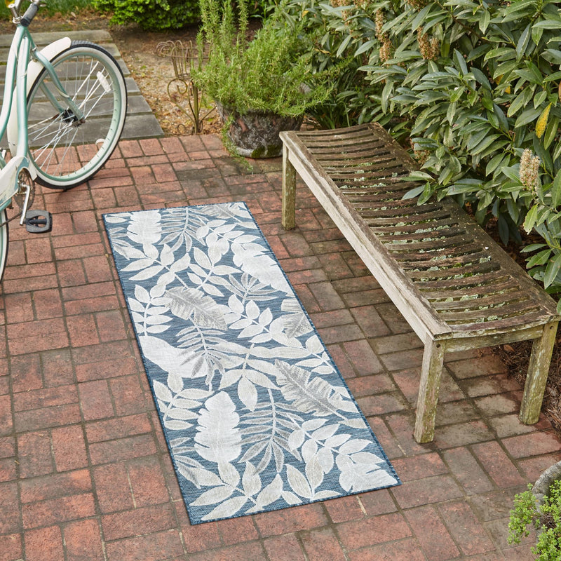 Seaside Blooms Collection Area Rug -  Serene Runner Navy Blue  lifestyle 126