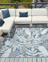 Seaside Blooms Collection Area Rug -  Serene Square Navy Blue  lifestyle 101