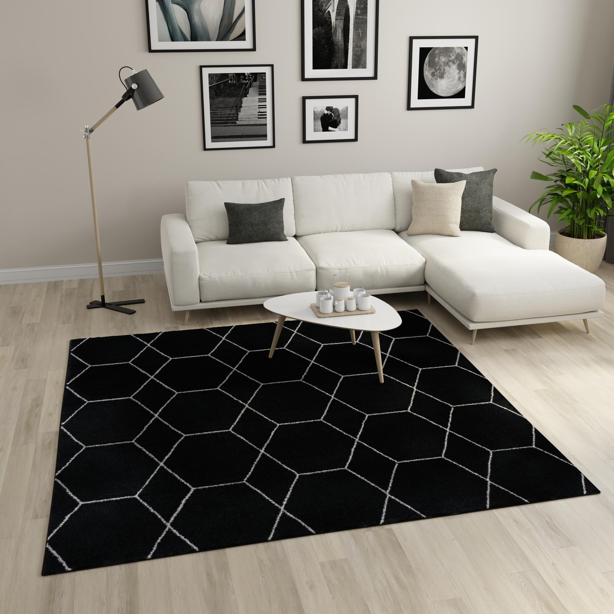 Trellis Mosaic Collection Area Rug - Arborville (Black)