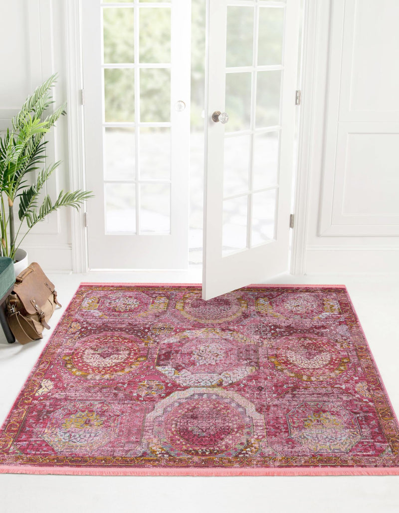 Caribbean Breeze Collection Area Rug -  Lucia Square Pink  lifestyle 40