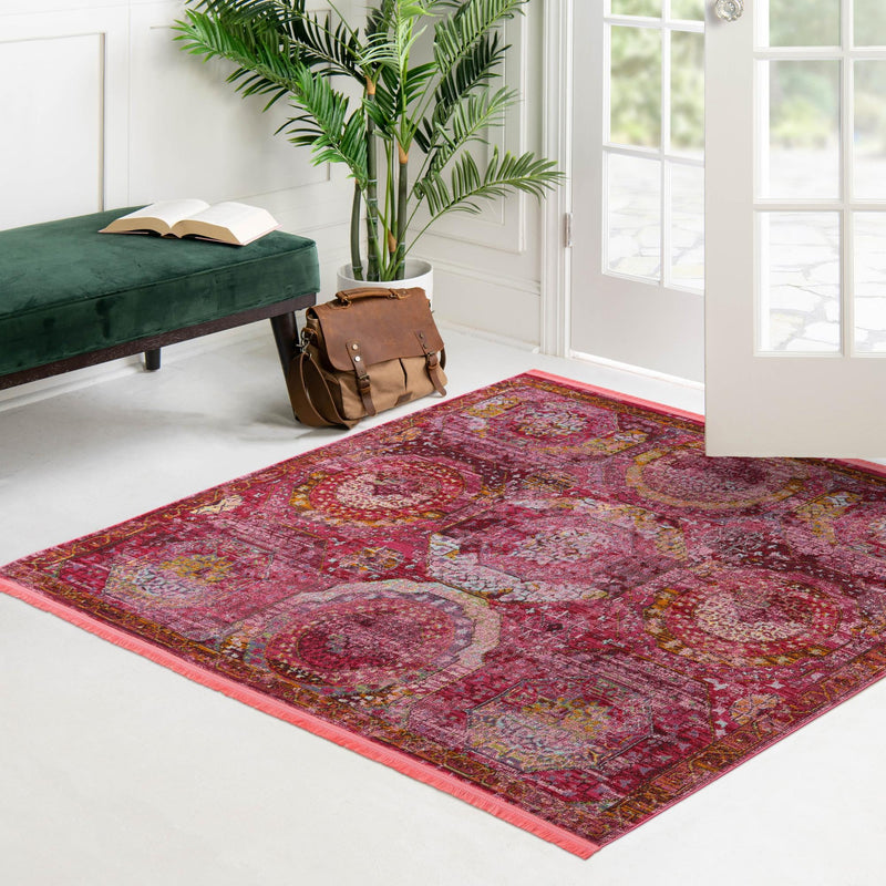 Caribbean Breeze Collection Area Rug -  Lucia Square Pink  lifestyle 152