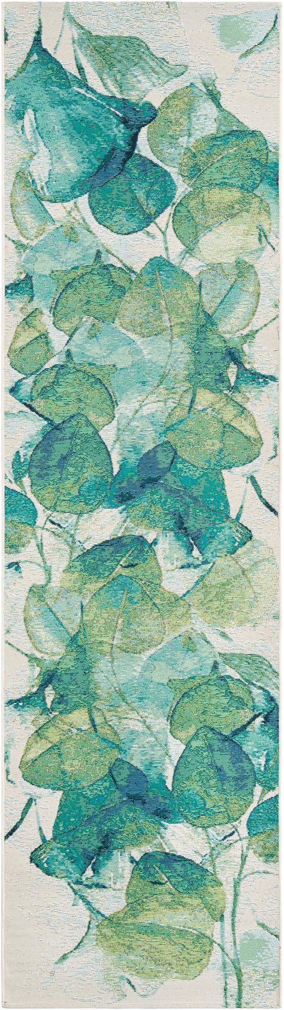 Garden Terrace Escape Collection Area Rug -  Flora Runner Blue Green  lifestyle 19