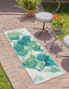 Garden Terrace Escape Collection Area Rug -  Flora Runner Blue Green  lifestyle 22