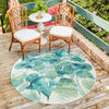 Garden Terrace Escape Collection Area Rug -  Flora Round Blue Green  lifestyle 57