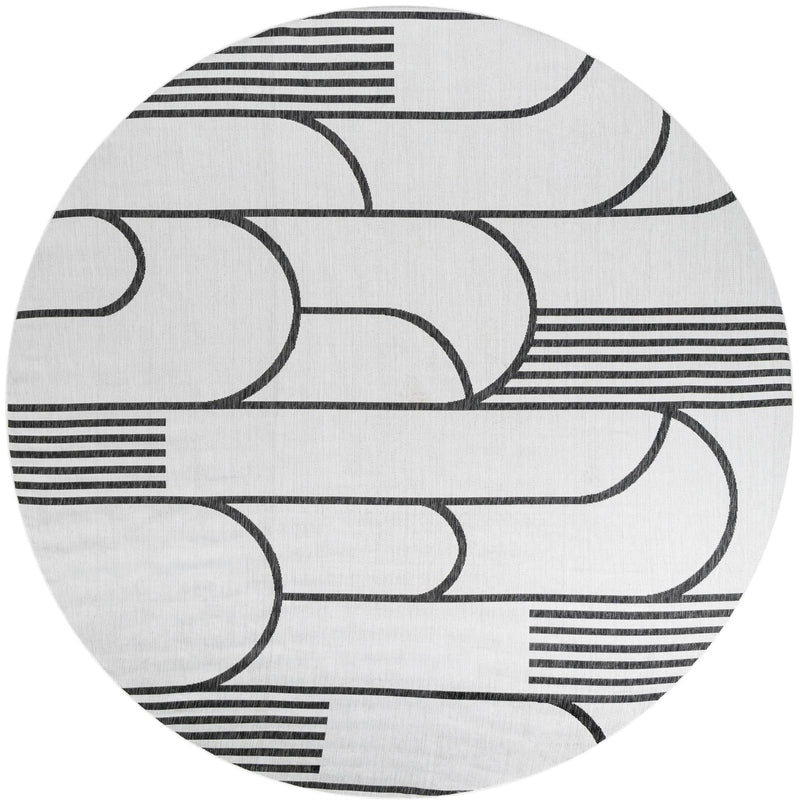 Urban Terrace Collection Area Rug -  Greenwich Round White and Black Main