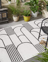 Urban Terrace Collection Area Rug -  Greenwich Rectangle White and Black  lifestyle 3