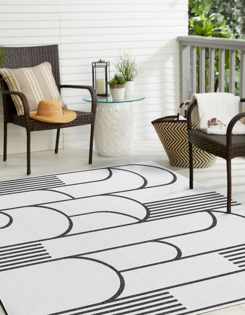 Urban Terrace Collection Area Rug -  Greenwich Square White and Black  lifestyle 2