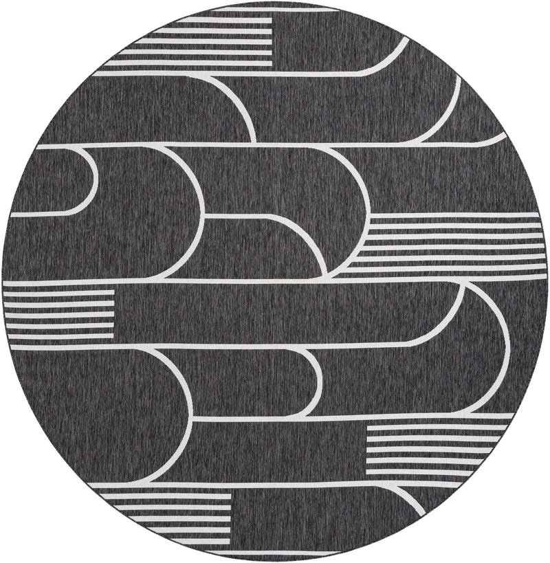 Urban Terrace Collection Area Rug -  Greenwich Round Black and White Main