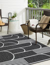 Urban Terrace Collection Area Rug -  Greenwich Square Black and White  lifestyle 40