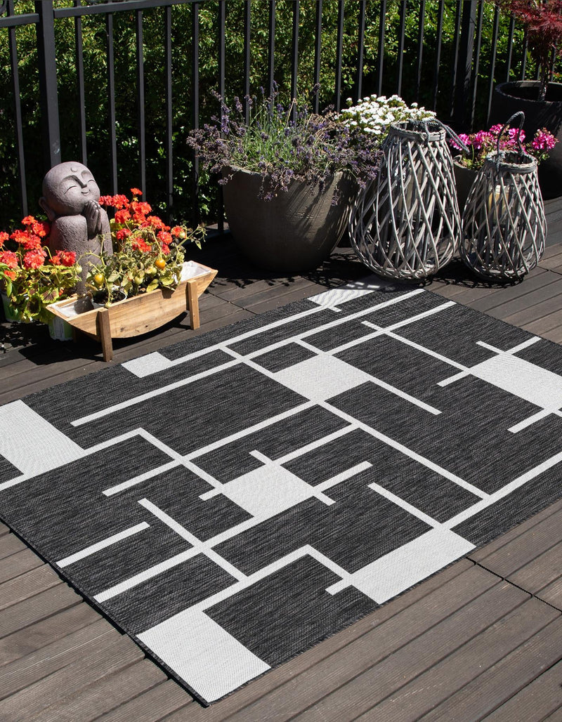 Urban Terrace Collection Area Rug -  Parkside Rectangle Black and White  lifestyle 0