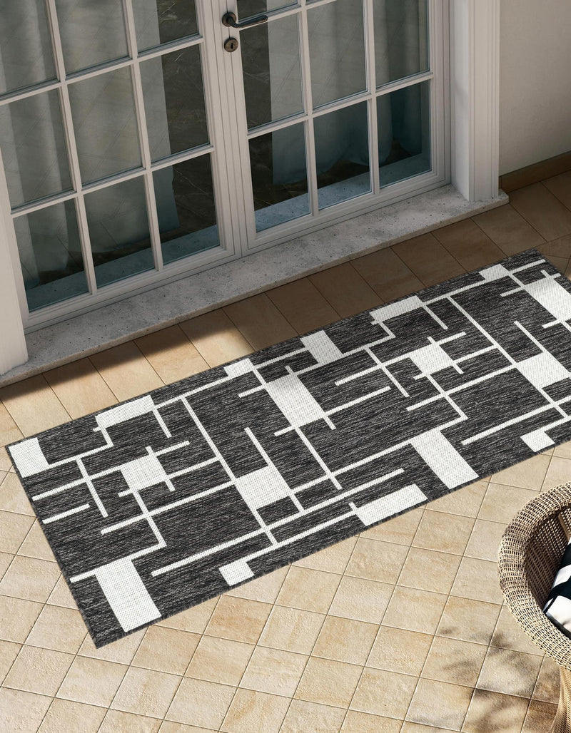 Urban Terrace Collection Area Rug -  Parkside Runner Black and White  lifestyle 2