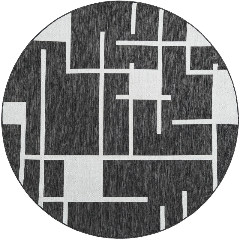 Urban Terrace Collection Area Rug -  Parkside Round Black and White Main