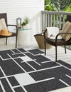 Urban Terrace Collection Area Rug -  Parkside Square Black and White  lifestyle 2