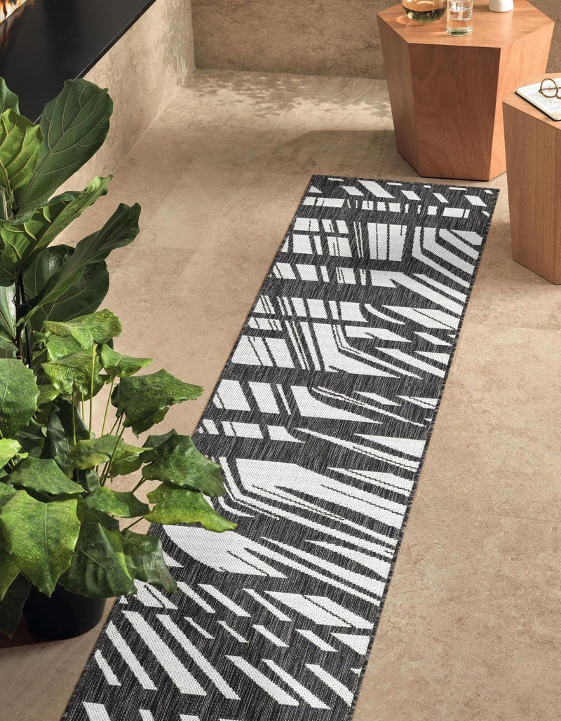 Urban Terrace Collection Area Rug -  Queens Runner Black and White  lifestyle 0