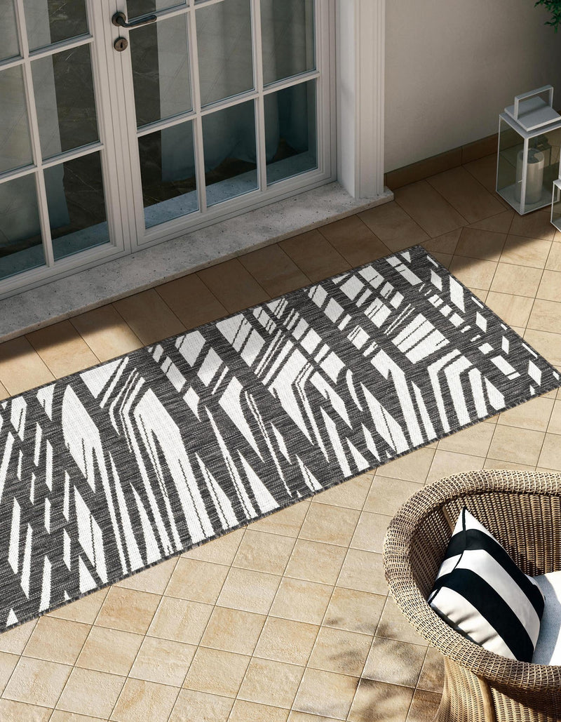 Urban Terrace Collection Area Rug -  Queens Runner Black and White  lifestyle 2