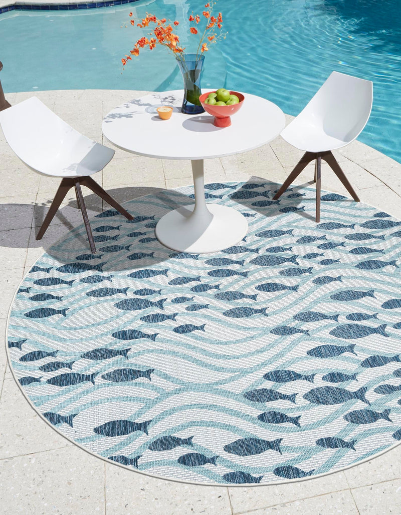 Seaside Haven Rugs Collection Area Rug -  Harbor Round Blue  lifestyle 0