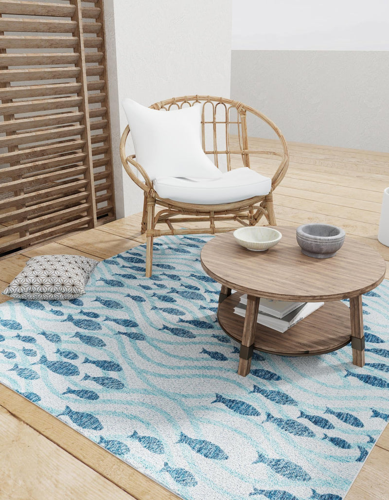 Seaside Haven Rugs Collection Area Rug -  Harbor Square Blue  lifestyle 2