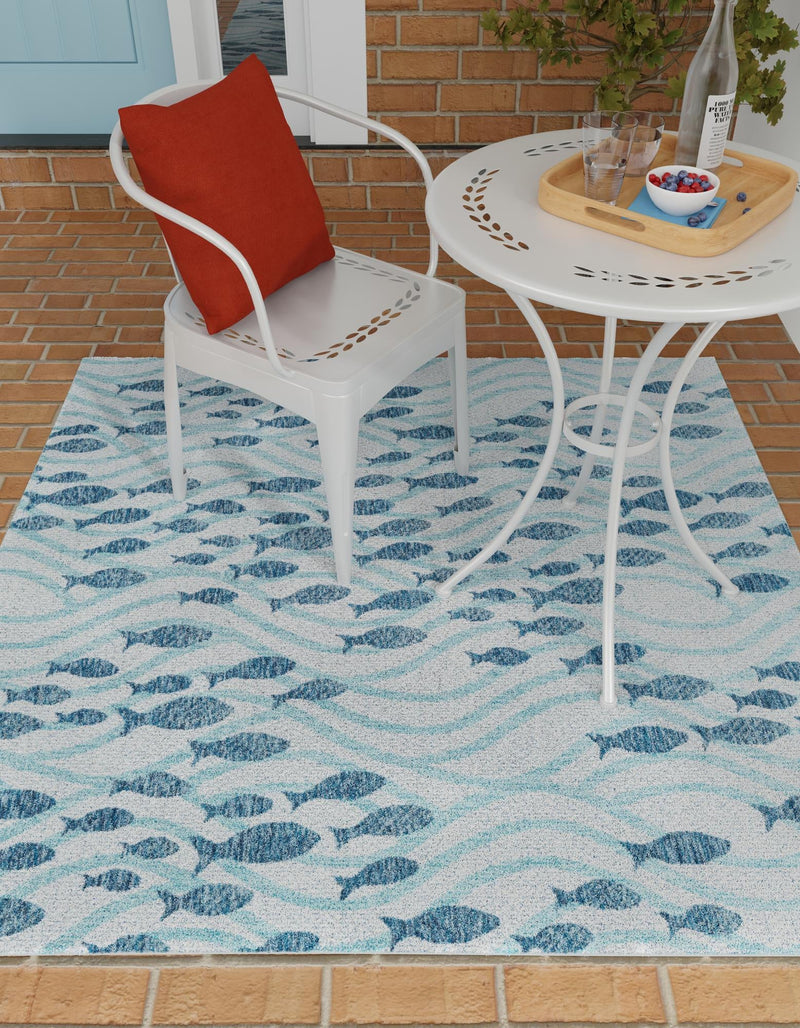 Seaside Haven Rugs Collection Area Rug -  Harbor Square Blue  lifestyle 4