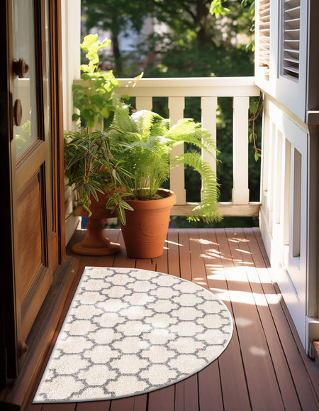 Lattice Gardens Collection Area Rug -  Bloomfield (Beige and Gray)