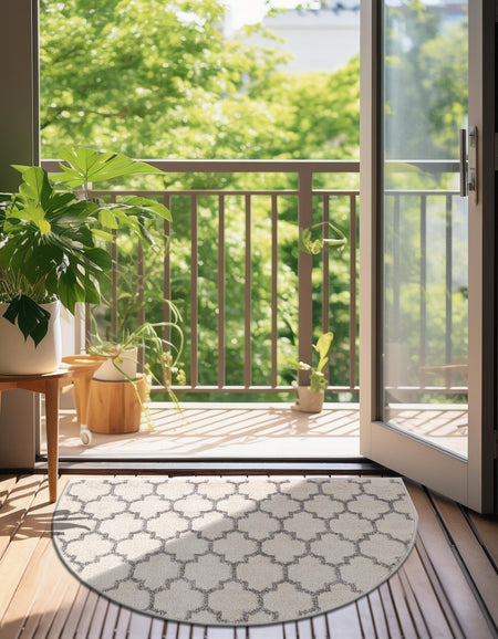 Lattice Gardens Collection Area Rug -  Bloomfield (Beige and Gray)