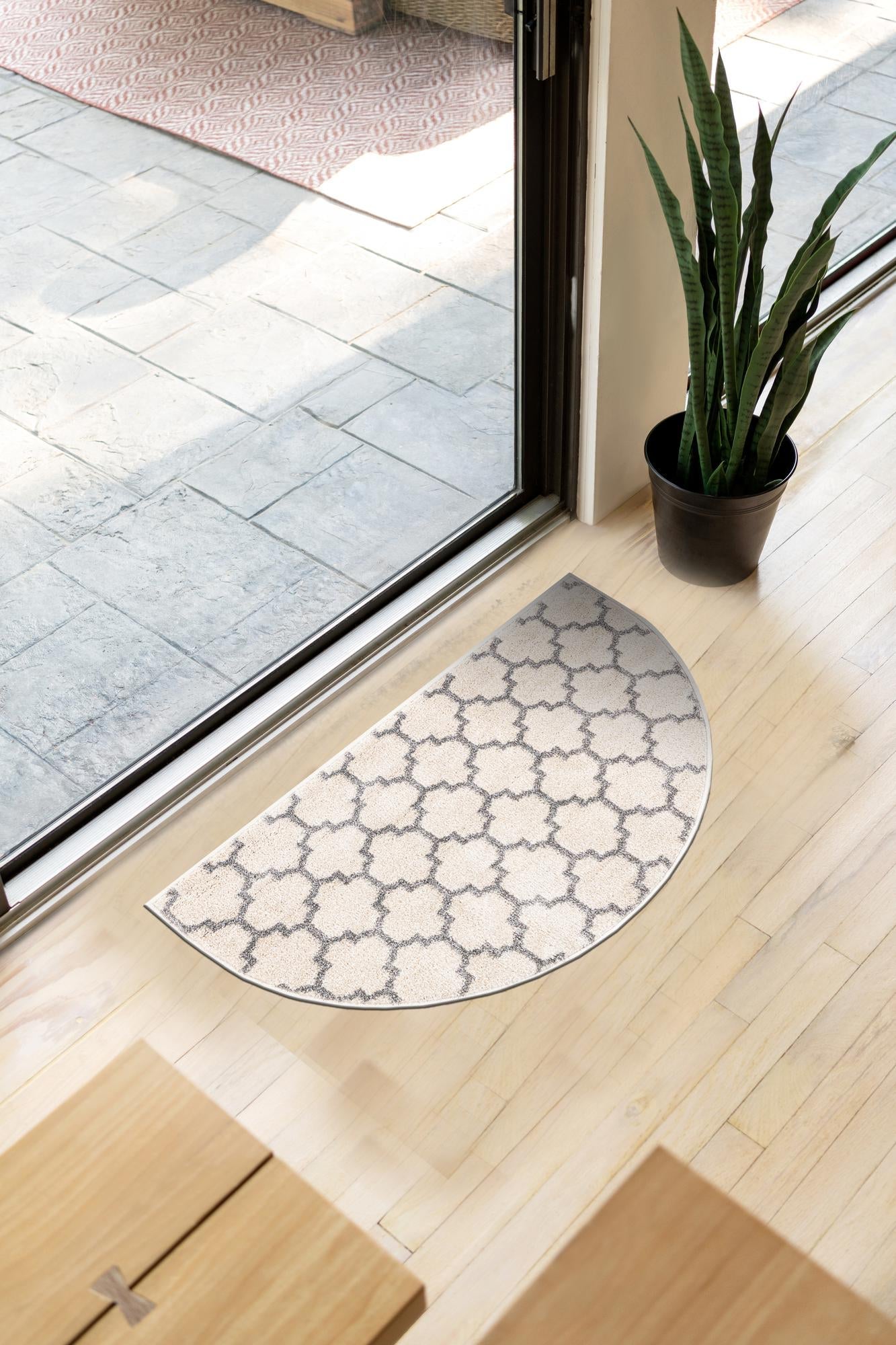 Lattice Gardens Collection Area Rug -  Bloomfield (Beige and Gray)