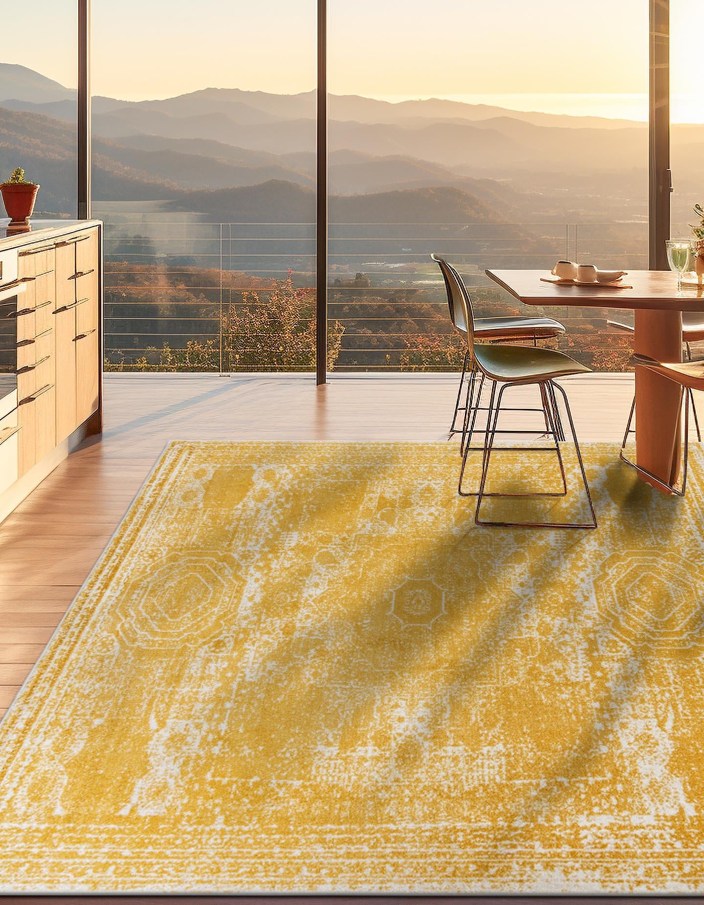 Dover Terrace Collection Area Rug -  Lagoon (Yellow)