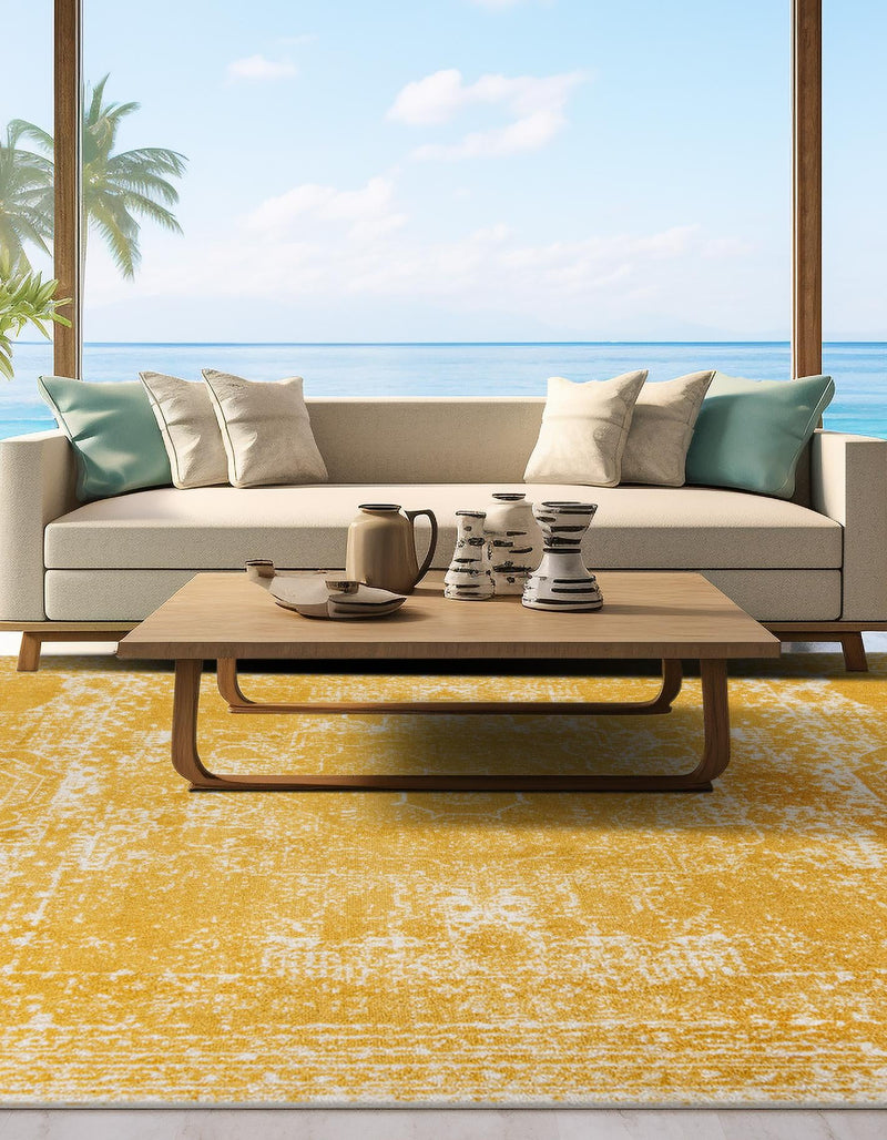 Dover Terrace Collection Area Rug -  Lagoon (Yellow) Square Yellow  lifestyle 6