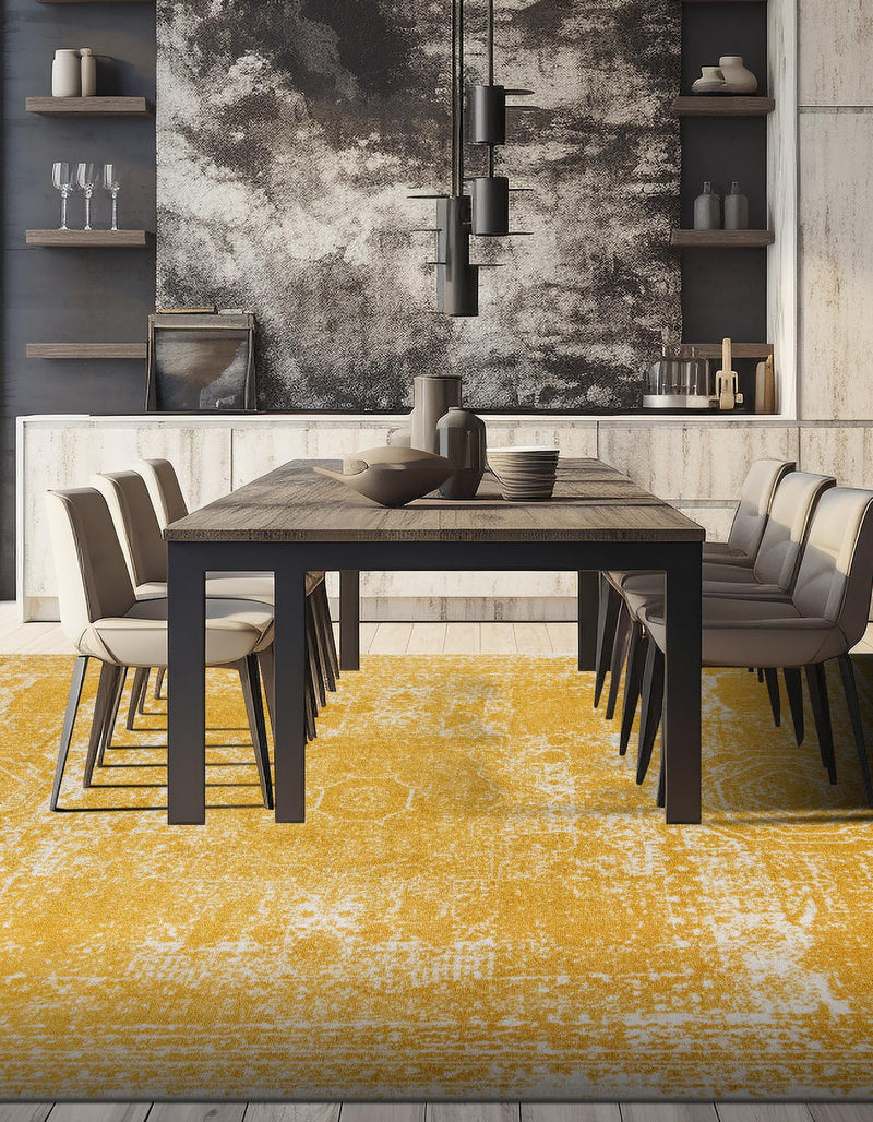 Dover Terrace Collection Area Rug -  Lagoon (Yellow) Square Yellow  lifestyle 8