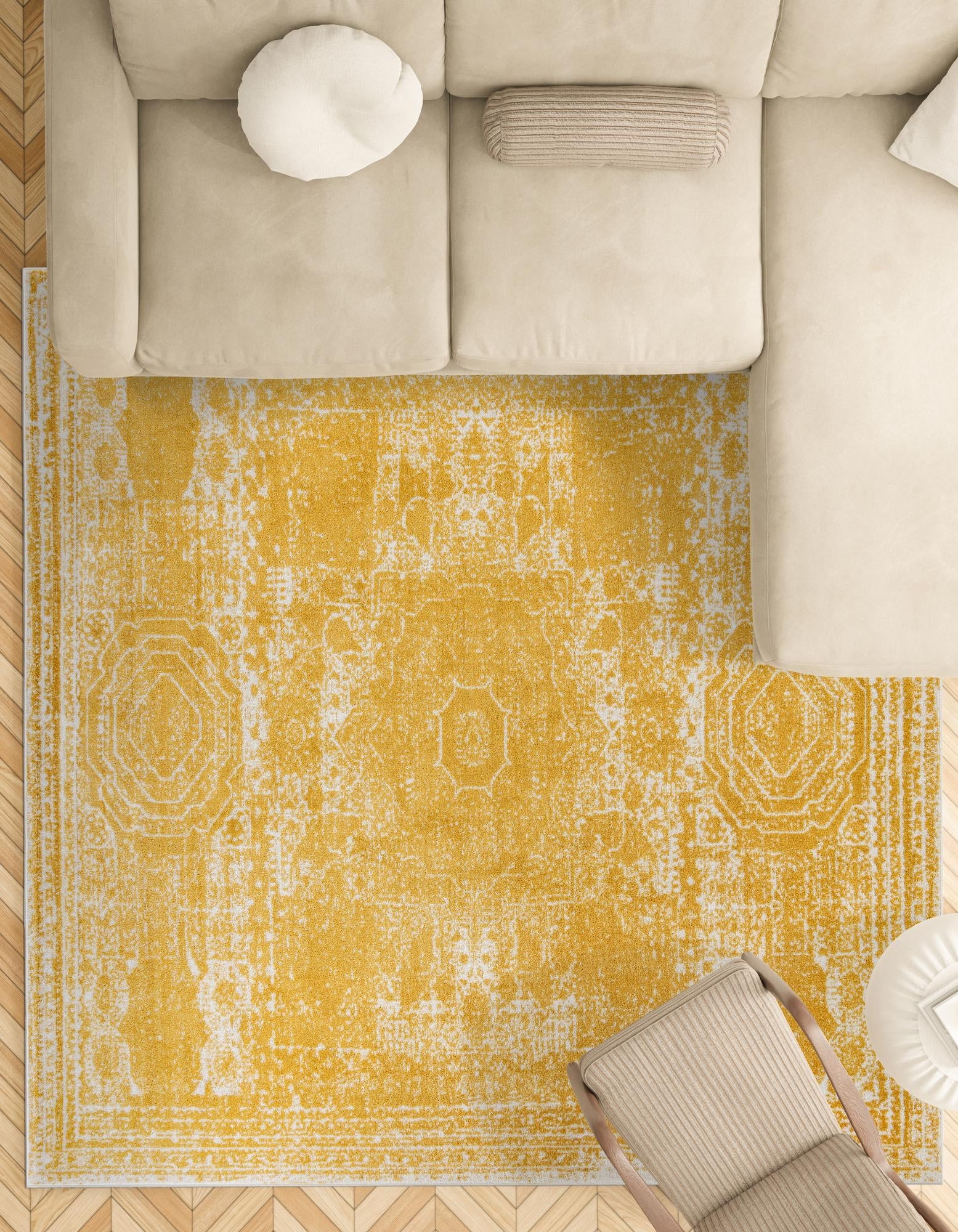 Dover Terrace Collection Area Rug -  Lagoon (Yellow)