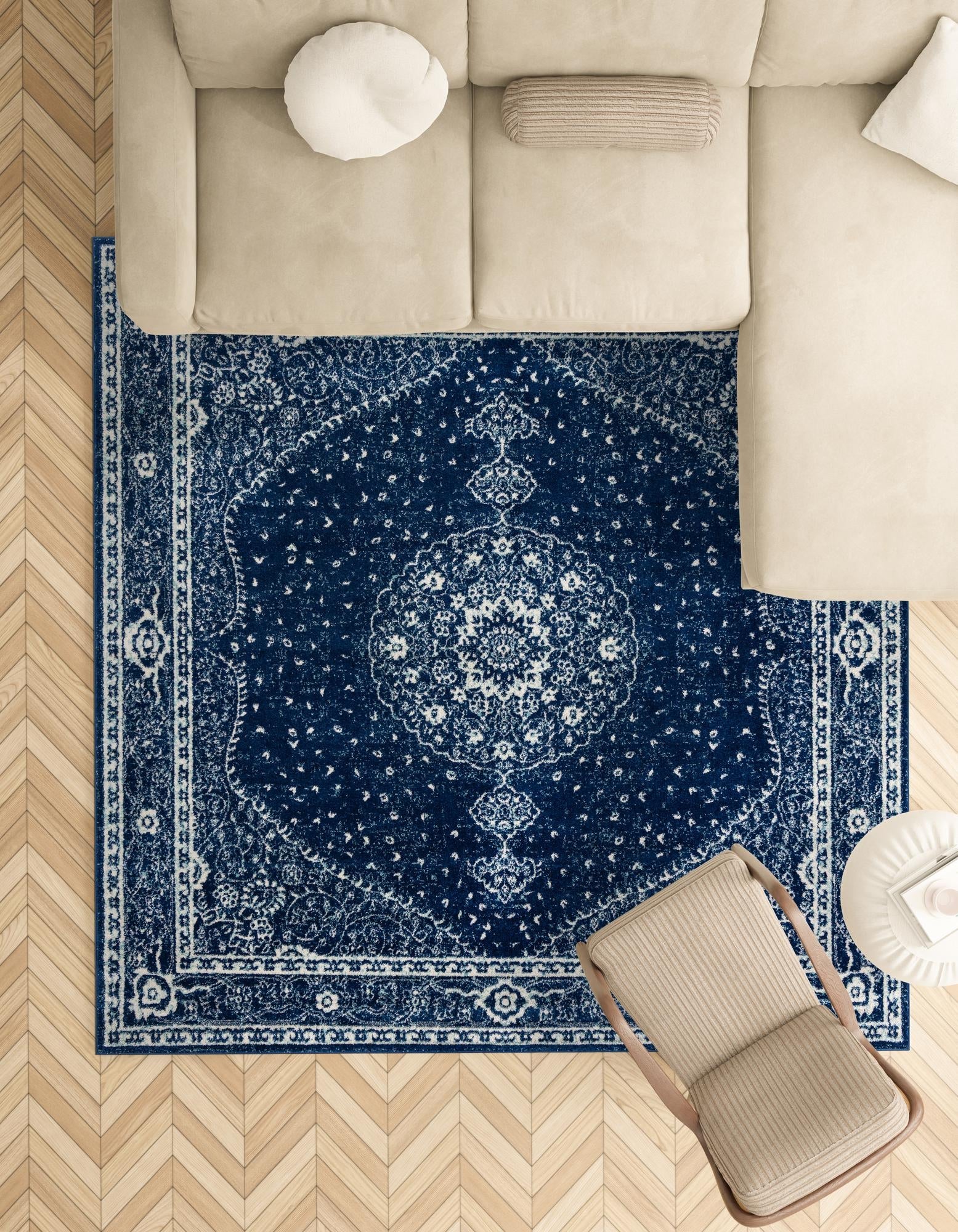 Dover Terrace Collection Area Rug - Marina (Navy Blue)