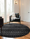 Marrakech Lattice Collection Area Rug - Medina (Black) Round Black  lifestyle 2