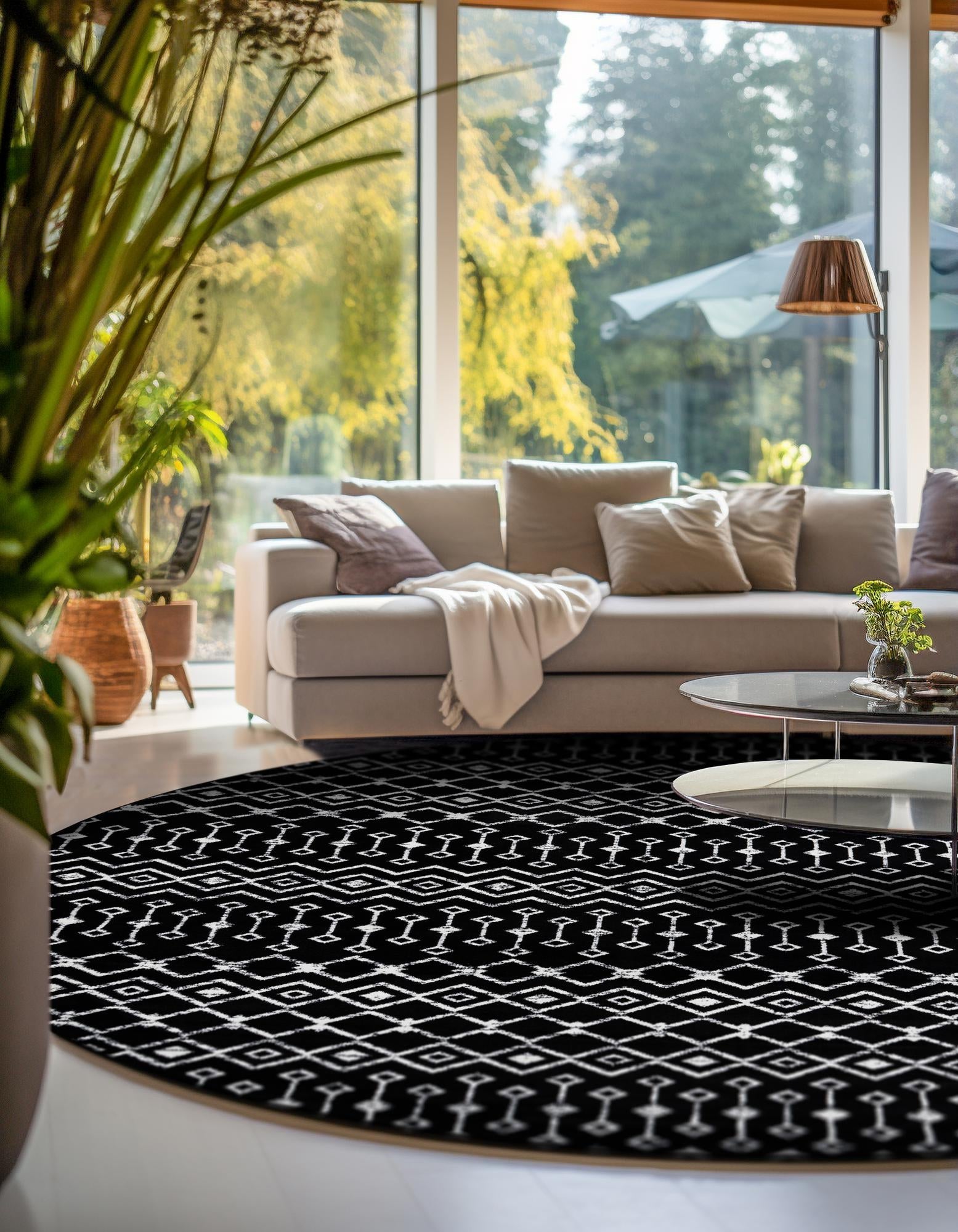 Marrakech Lattice Collection Area Rug - Medina (Black)