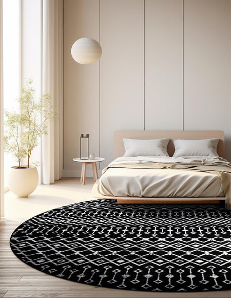 Marrakech Lattice Collection Area Rug - Medina (Black)