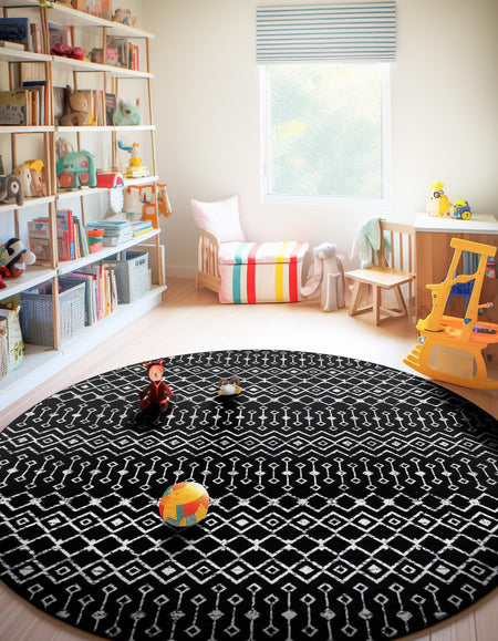 Marrakech Lattice Collection Area Rug - Medina (Black)