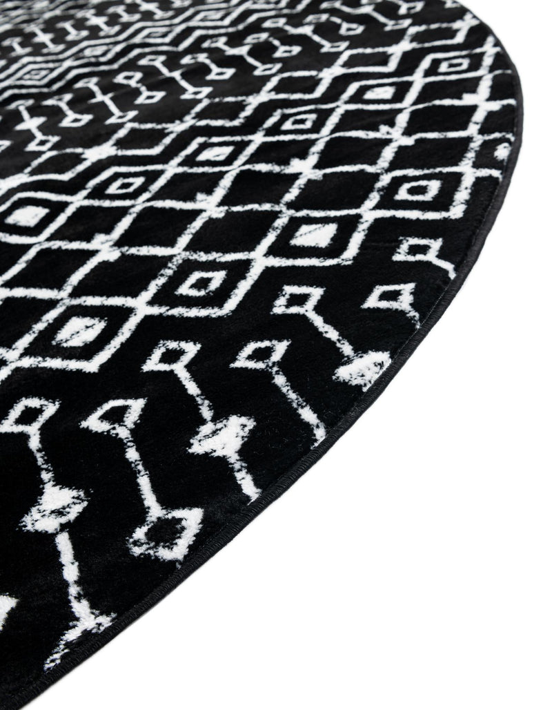 Marrakech Lattice Collection Area Rug - Medina (Black) Round Black  lifestyle 13